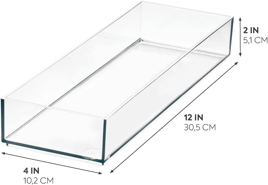 iDesign The Sarah Tanno Collection Plastic Cosmetic Drawer Organizer, 4" x 12" x 2", Clear