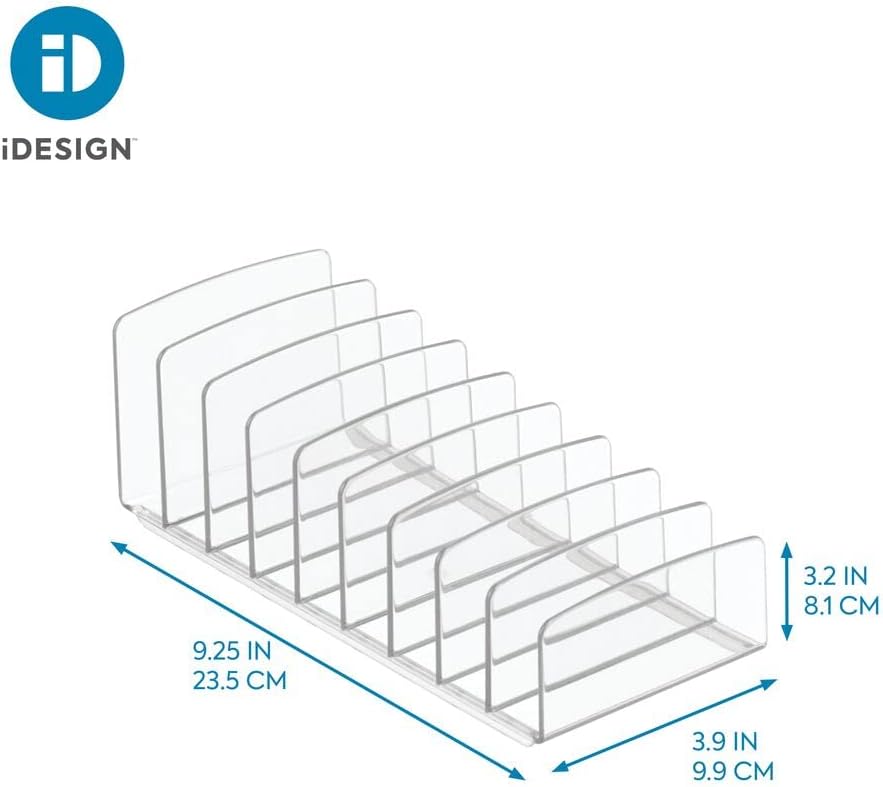 iDesign BPA-Free Plastic Divided Makeup Palette Cosmetic Organizer, The Clarity Collection – 9.25" x 3.86" x 3.2", Clear