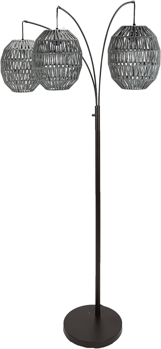 Decor Therapy Laurette 3-Light Metal Floor Lamp, Black, Large