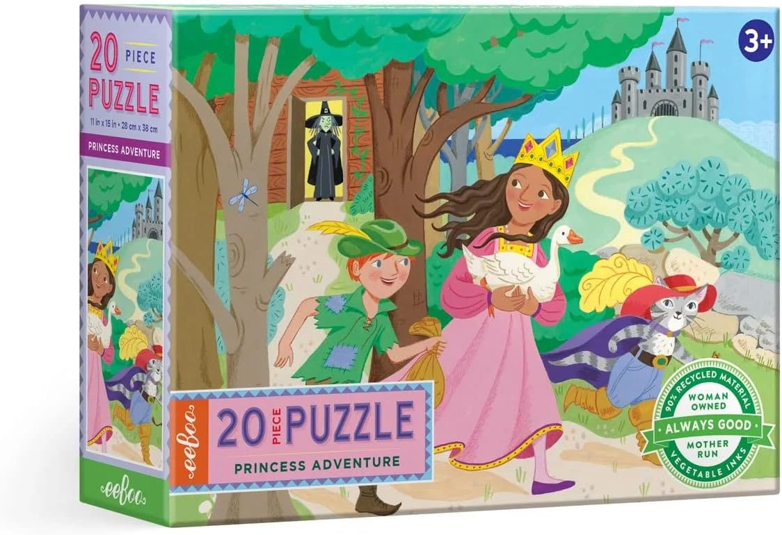 eeBoo: Princess Adventure 20 Piece Big Puzzle, Perfect Project for Little Hands, Aids in Development of Pattern, Shape, and Color Recognition