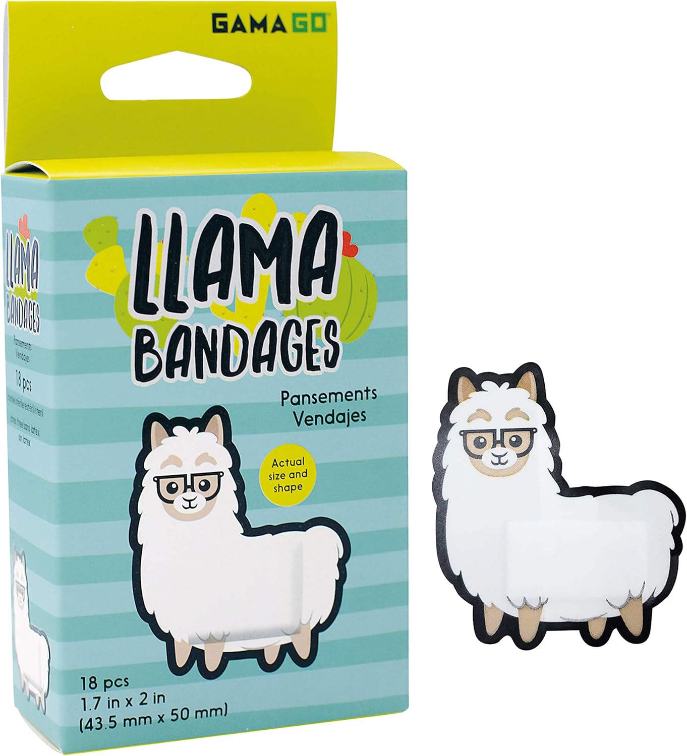 GAMAGO Llama Bandages for Kids & Kidults - Set of 18 Individually Wrapped Self Adhesive Bandages - Sterile, Latex-Free & Easily Removable