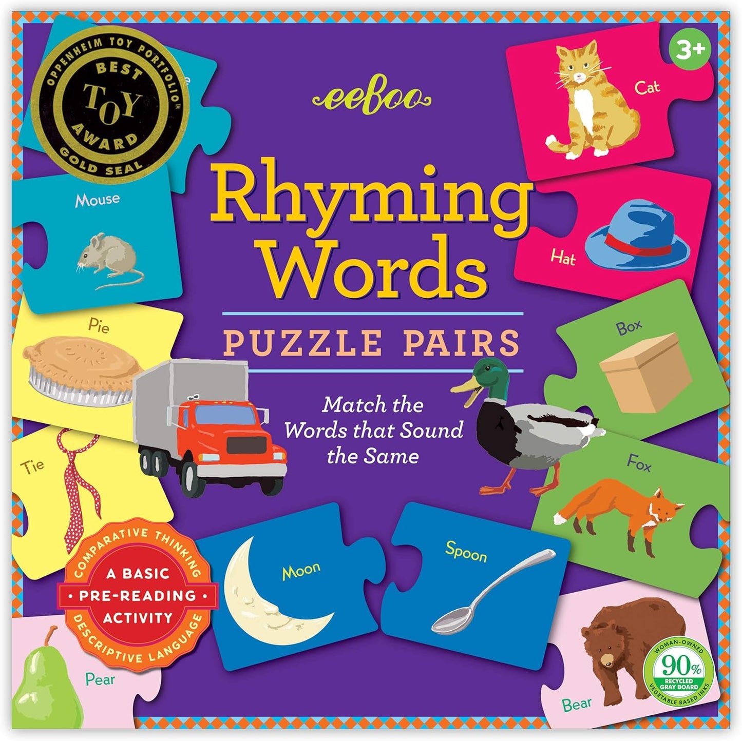 eeBoo: Rhyming Puzzle Pairs, Encourages Critical Thinking Skills in a Fun Way, Perfect for Ages 3 and up