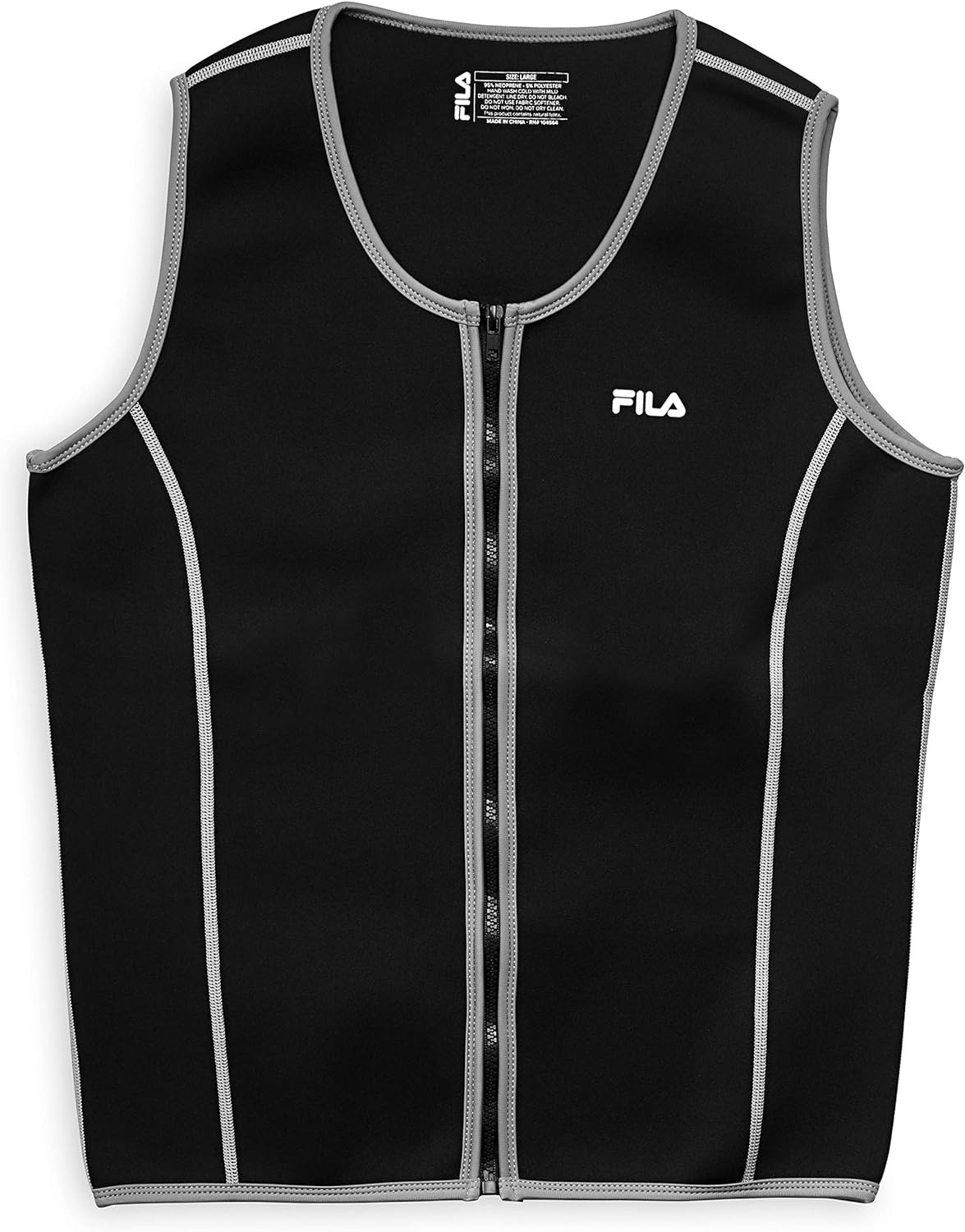 FILA Accessories Men's Sauna Vest - Neoprene Sweat Suit Zipper Tank Top Hot Slimming Body Shaper