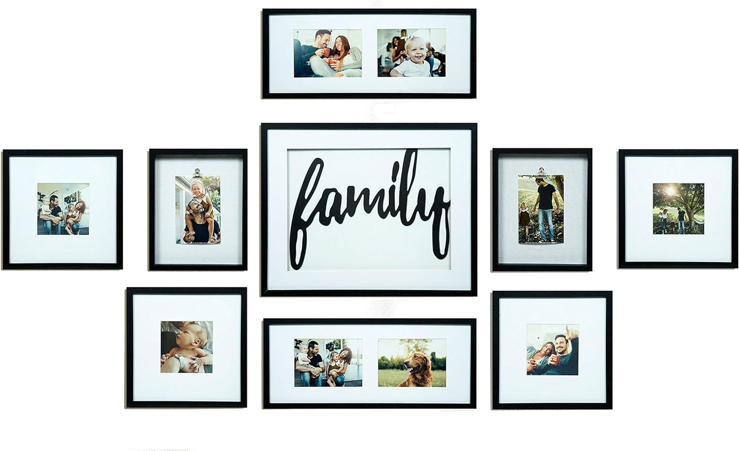 Gallery Perfect 9 Piece Black Family Photo Frame Gallery Wall Kit