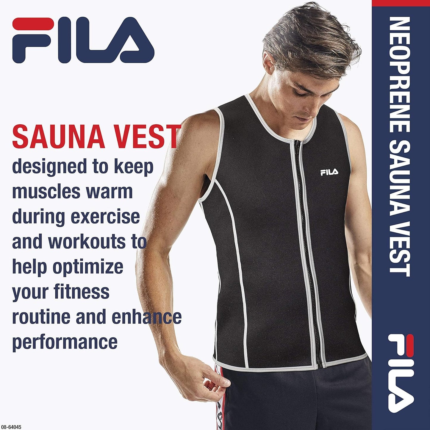 FILA Accessories Men's Sauna Vest - Neoprene Sweat Suit Zipper Tank Top Hot Slimming Body Shaper